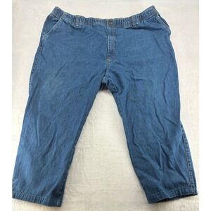 Canyon Ridge Capri Womens 3X Blue Denim Elastic Waist Cropped Pants Cotton